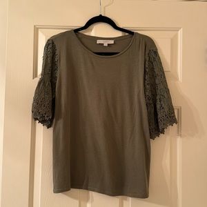 Loft tee with lace sleeves, size small